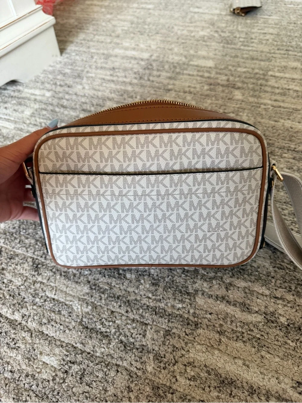 Michael Kors Beige and Brown Logo Crossbody with a matching wallet